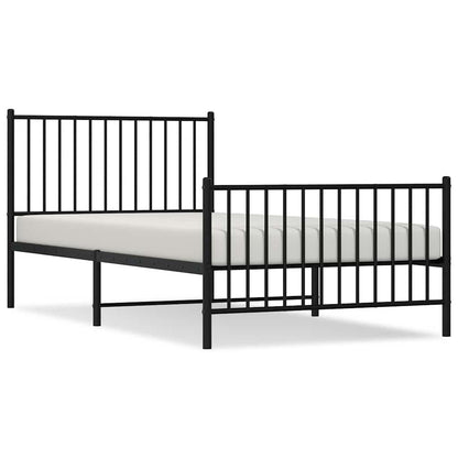 Sleek Black Metal Bed Frame with Footboard 100x200cm - No Mattress