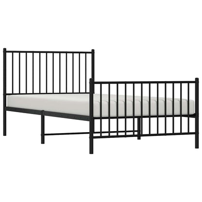 Sleek Black Metal Bed Frame with Footboard 100x200cm - No Mattress