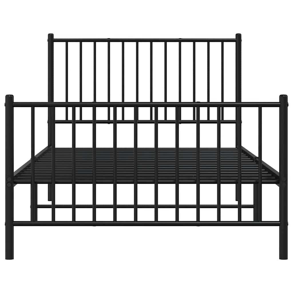 Sleek Black Metal Bed Frame with Footboard 100x200cm - No Mattress