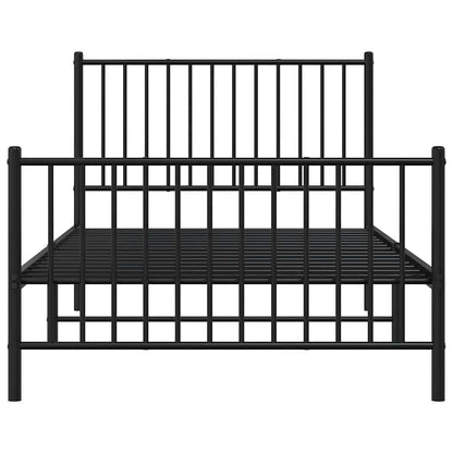 Sleek Black Metal Bed Frame with Footboard 100x200cm - No Mattress