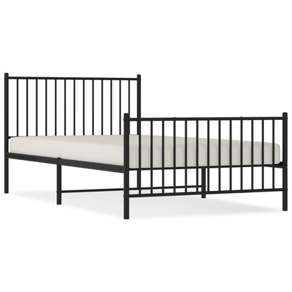 Black Metal Bed Frame with Footboard - 107x203cm, Modern Design