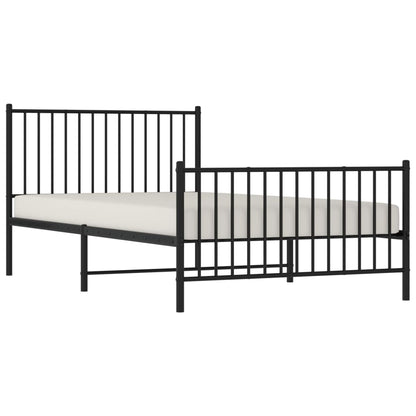 Black Metal Bed Frame with Footboard - 107x203cm, Modern Design