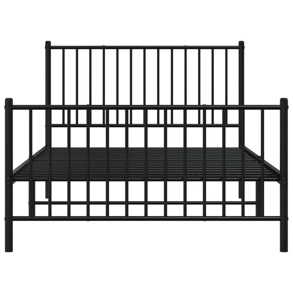 Black Metal Bed Frame with Footboard - 107x203cm, Modern Design