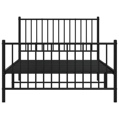 Black Metal Bed Frame with Footboard - 107x203cm, Modern Design
