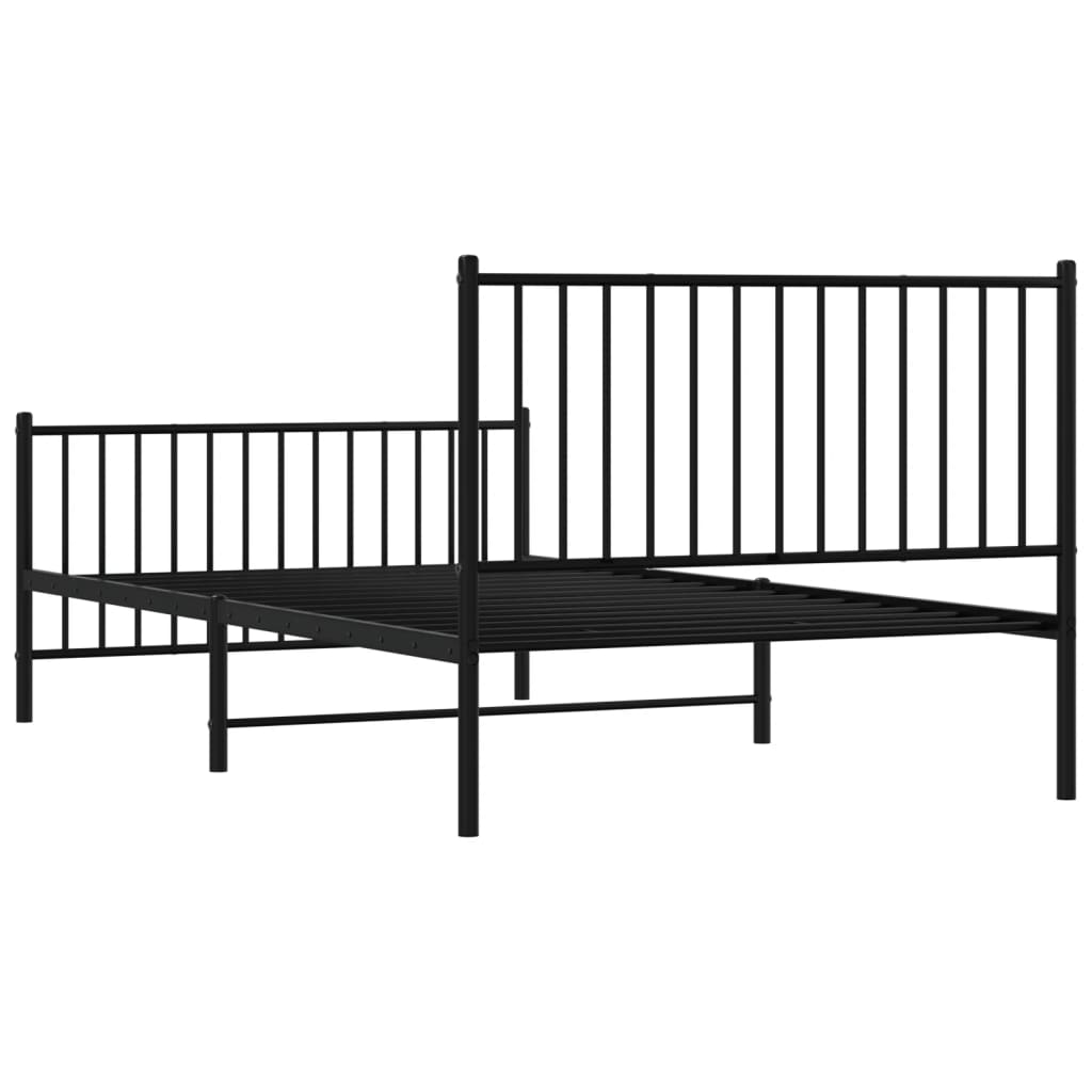 Black Metal Bed Frame with Footboard - 107x203cm, Modern Design