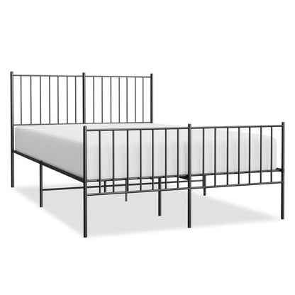 Sleek Black Metal Bed Frame with Footboard, 120x190cm