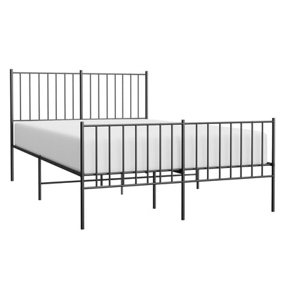 Sleek Black Metal Bed Frame with Footboard, 120x190cm