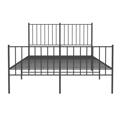 Sleek Black Metal Bed Frame with Footboard, 120x190cm