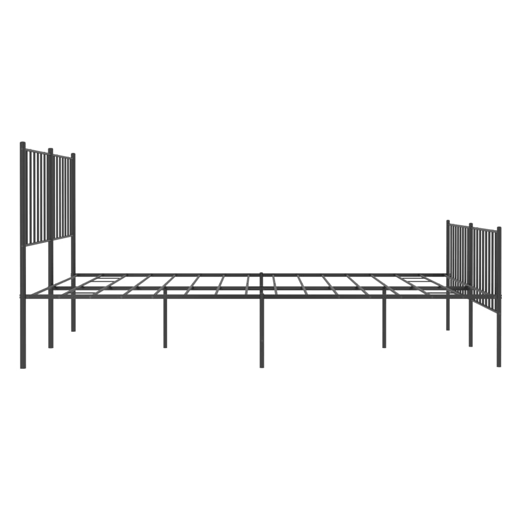 Sleek Black Metal Bed Frame with Footboard, 120x190cm