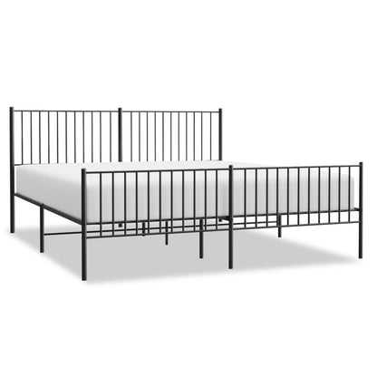 Sleek Black Metal Bed Frame with Footboard, 180x200cm