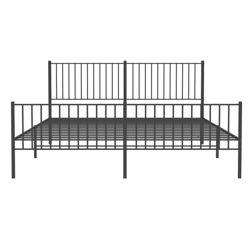 Sleek Black Metal Bed Frame with Footboard, 180x200cm