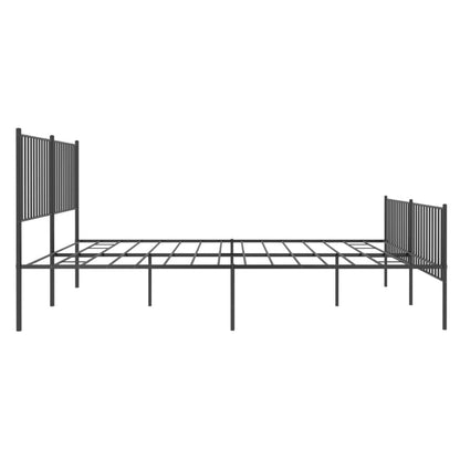 Sleek Black Metal Bed Frame with Footboard, 180x200cm