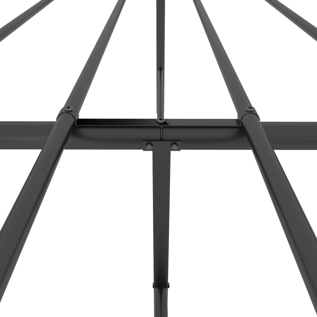 Sleek Black Metal Bed Frame with Footboard, 180x200cm