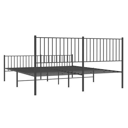 Black Metal Bed Frame with Footboard, No Mattress, 183x213cm