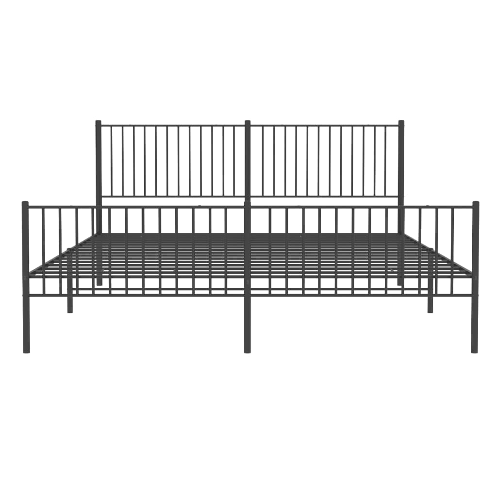 Black Metal Bed Frame with Footboard 200x200cm - No Mattress Included