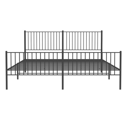 Black Metal Bed Frame with Footboard 200x200cm - No Mattress Included