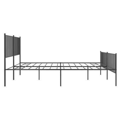 Black Metal Bed Frame with Footboard 200x200cm - No Mattress Included