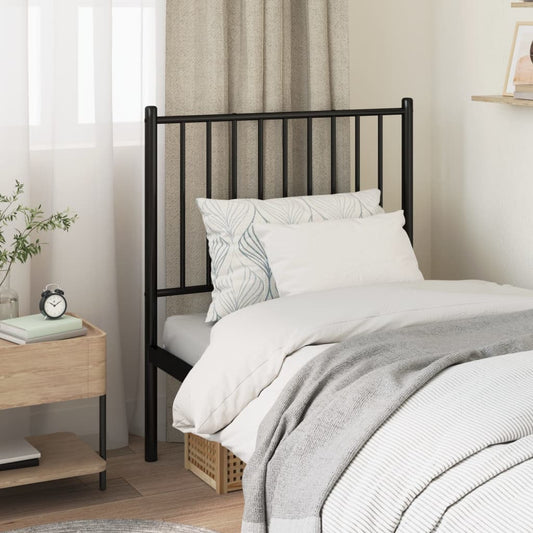 Sleek Black Metal Headboard - 80 cm, Modern Elegance