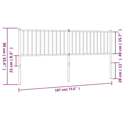 Metal Headboard Black 180 cm