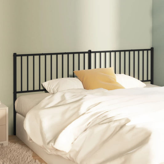 Sleek Black Metal Headboard - 193 cm Modern Bedroom Accent