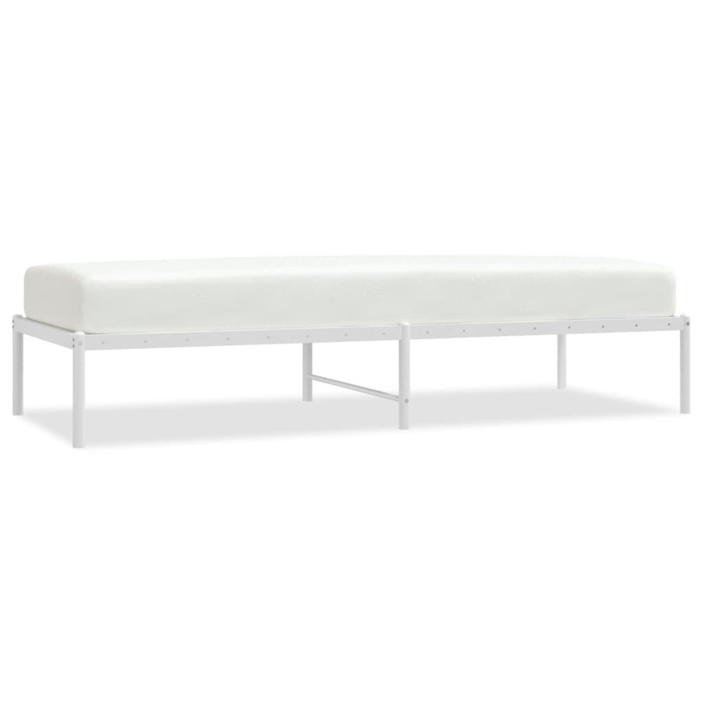 White Metal Bed Frame 75x190cm - Durable & Stylish Design