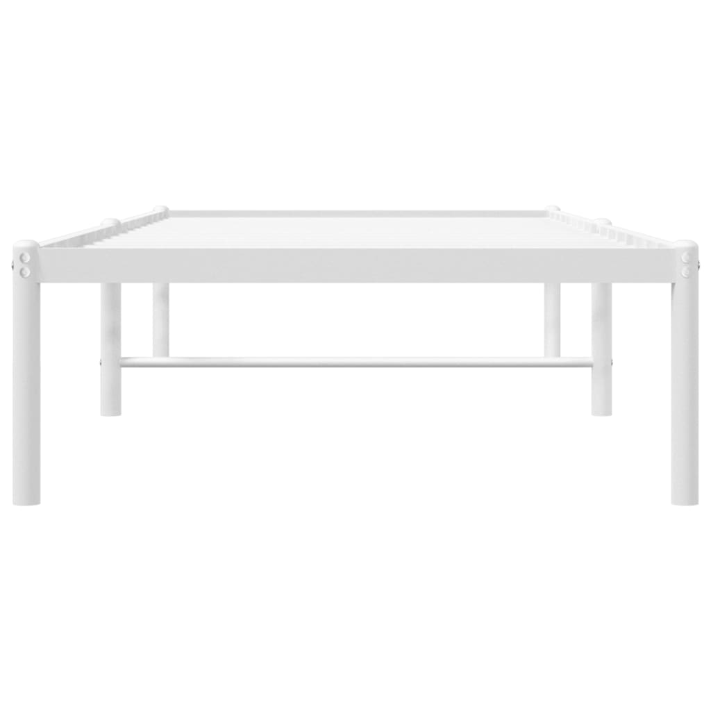 White Metal Bed Frame 75x190cm - Durable & Stylish Design