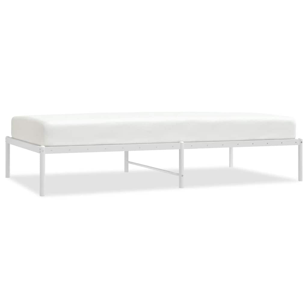 Elegant White Metal Bed Frame, No Mattress, 100x190cm
