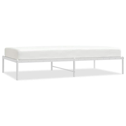 Elegant White Metal Bed Frame, No Mattress, 100x190cm