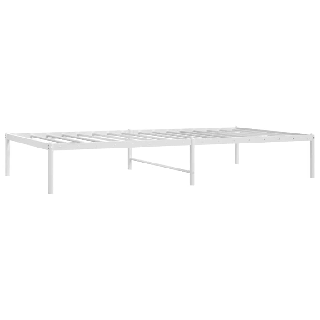 Elegant White Metal Bed Frame, No Mattress, 100x190cm