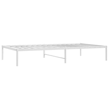 Elegant White Metal Bed Frame, No Mattress, 100x190cm
