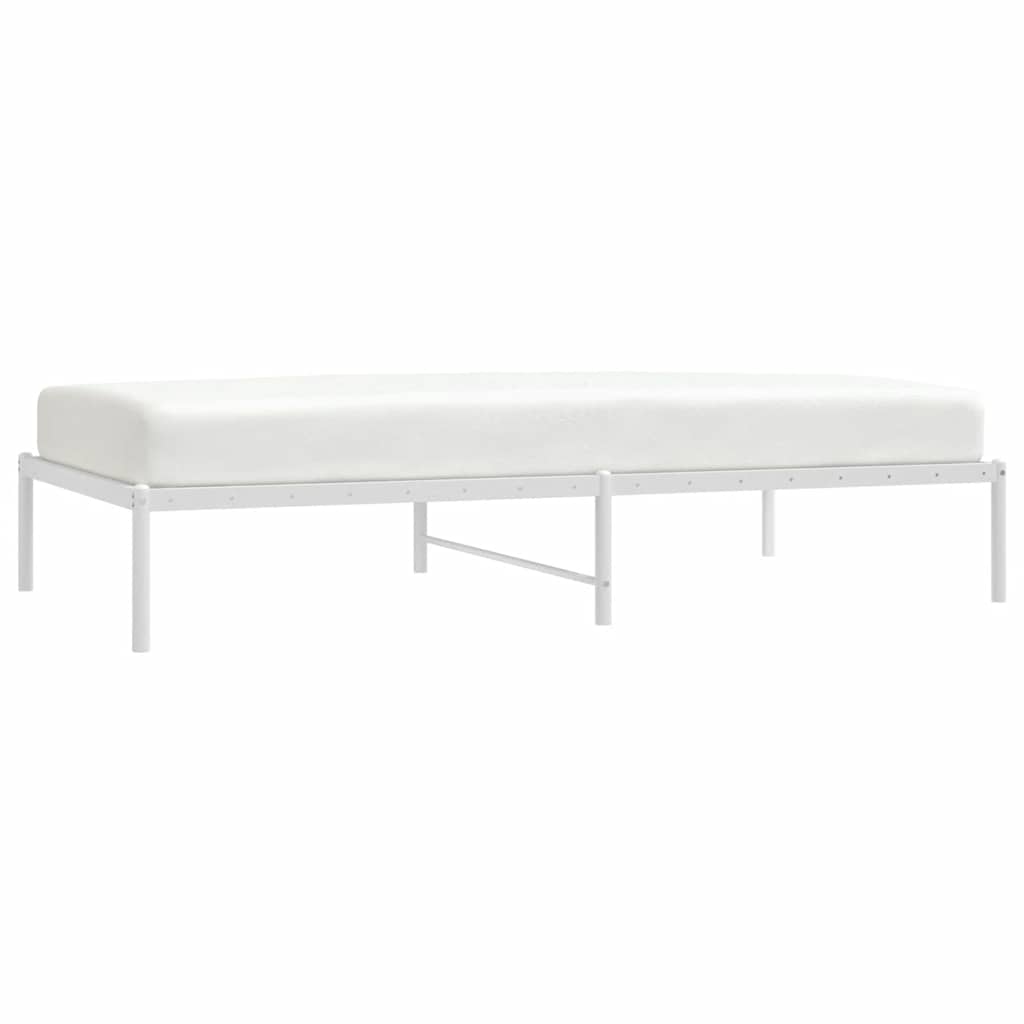 Elegant White Metal Bed Frame, No Mattress, 100x190cm