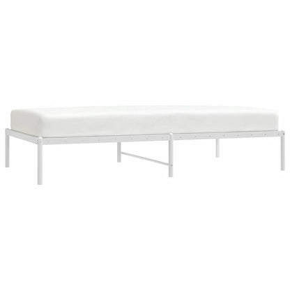 Elegant White Metal Bed Frame, No Mattress, 100x190cm