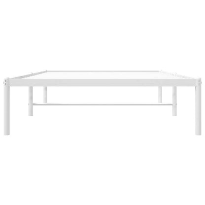 Elegant White Metal Bed Frame, No Mattress, 100x190cm