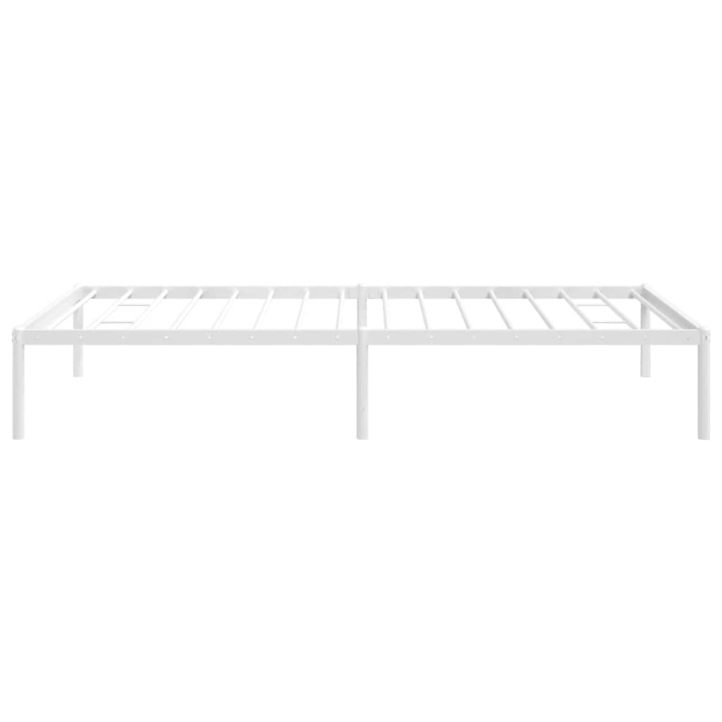 Elegant White Metal Bed Frame, No Mattress, 100x190cm