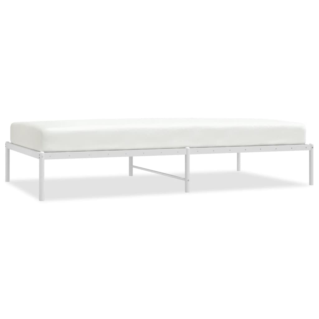 White Metal Bed Frame 107x203cm - Durable & Stylish Design