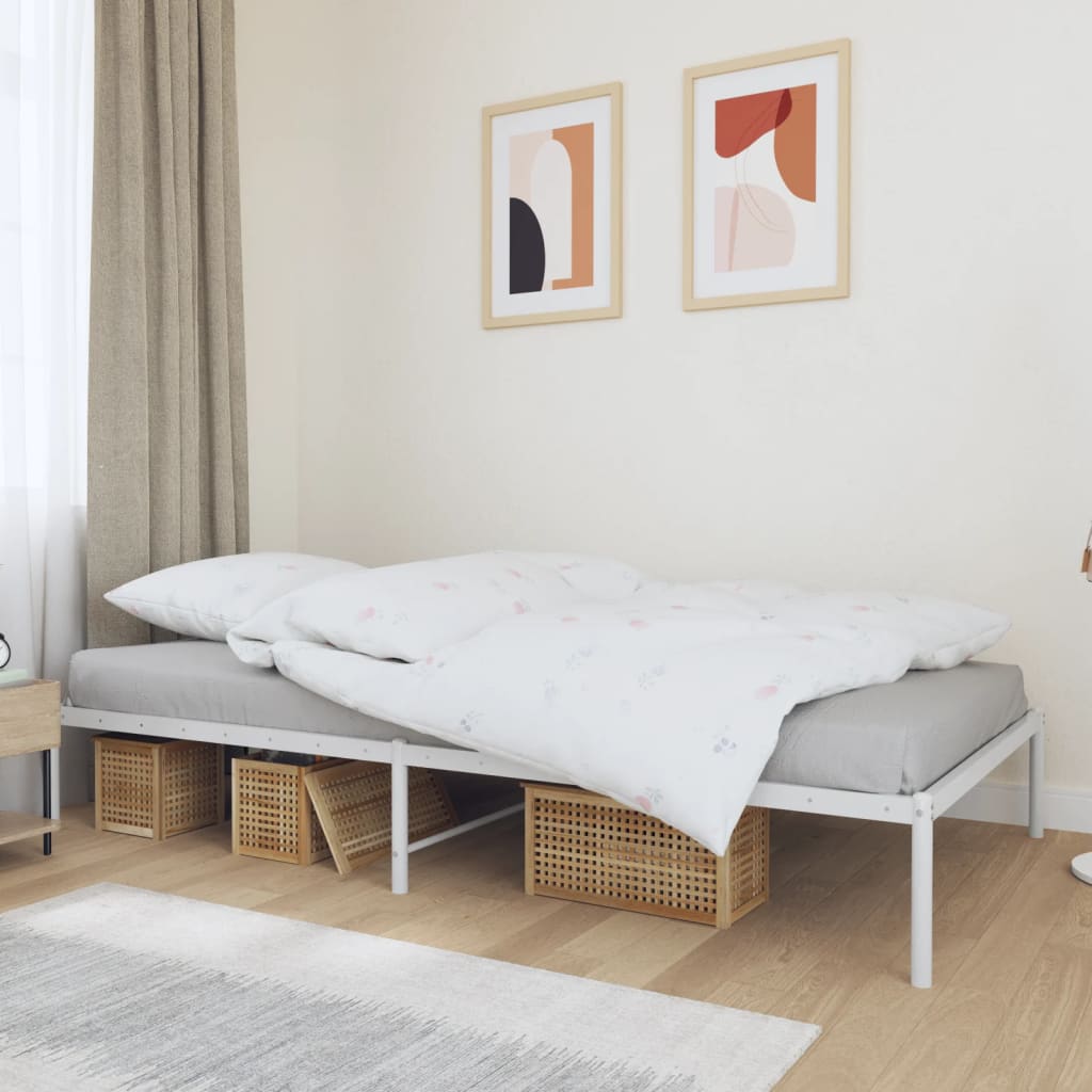 White Metal Bed Frame 107x203cm - Durable & Stylish Design