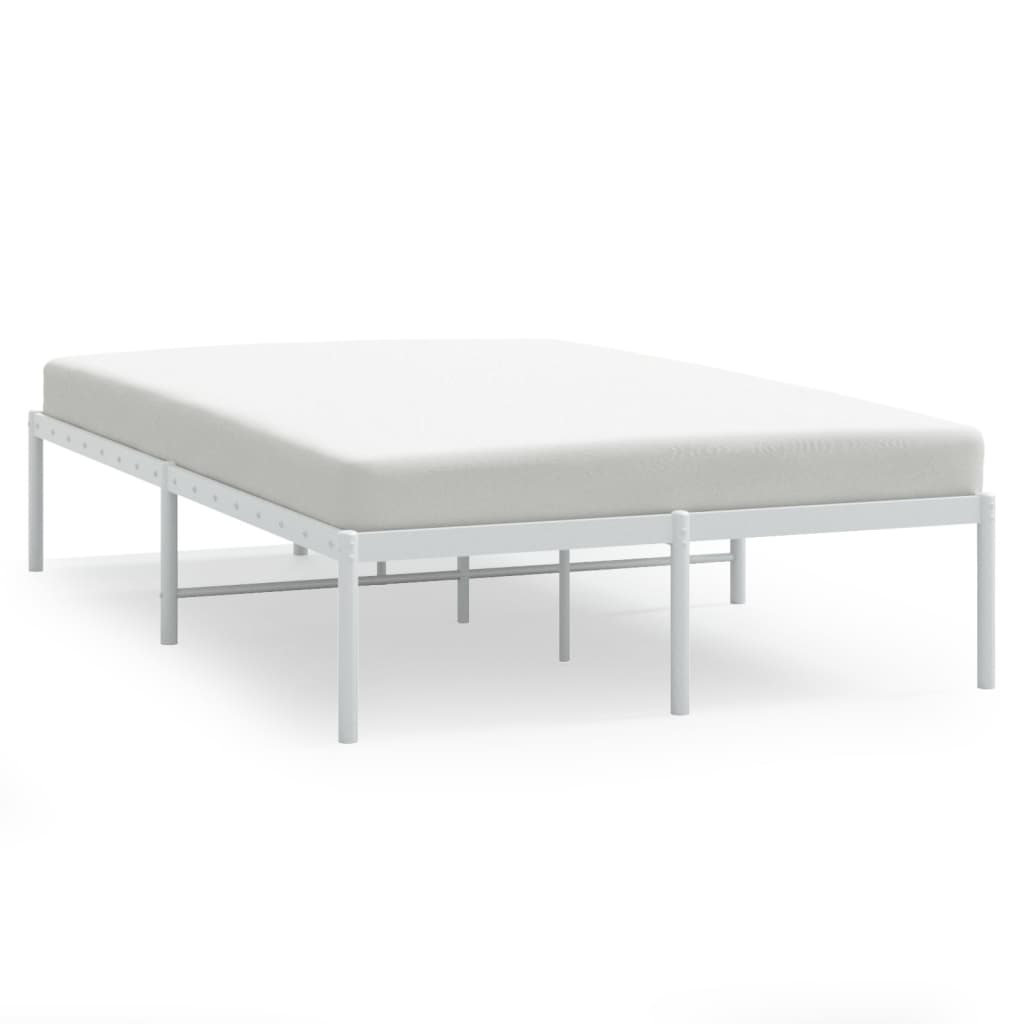 White Metal Bed Frame 120x200cm - Sturdy Steel Construction