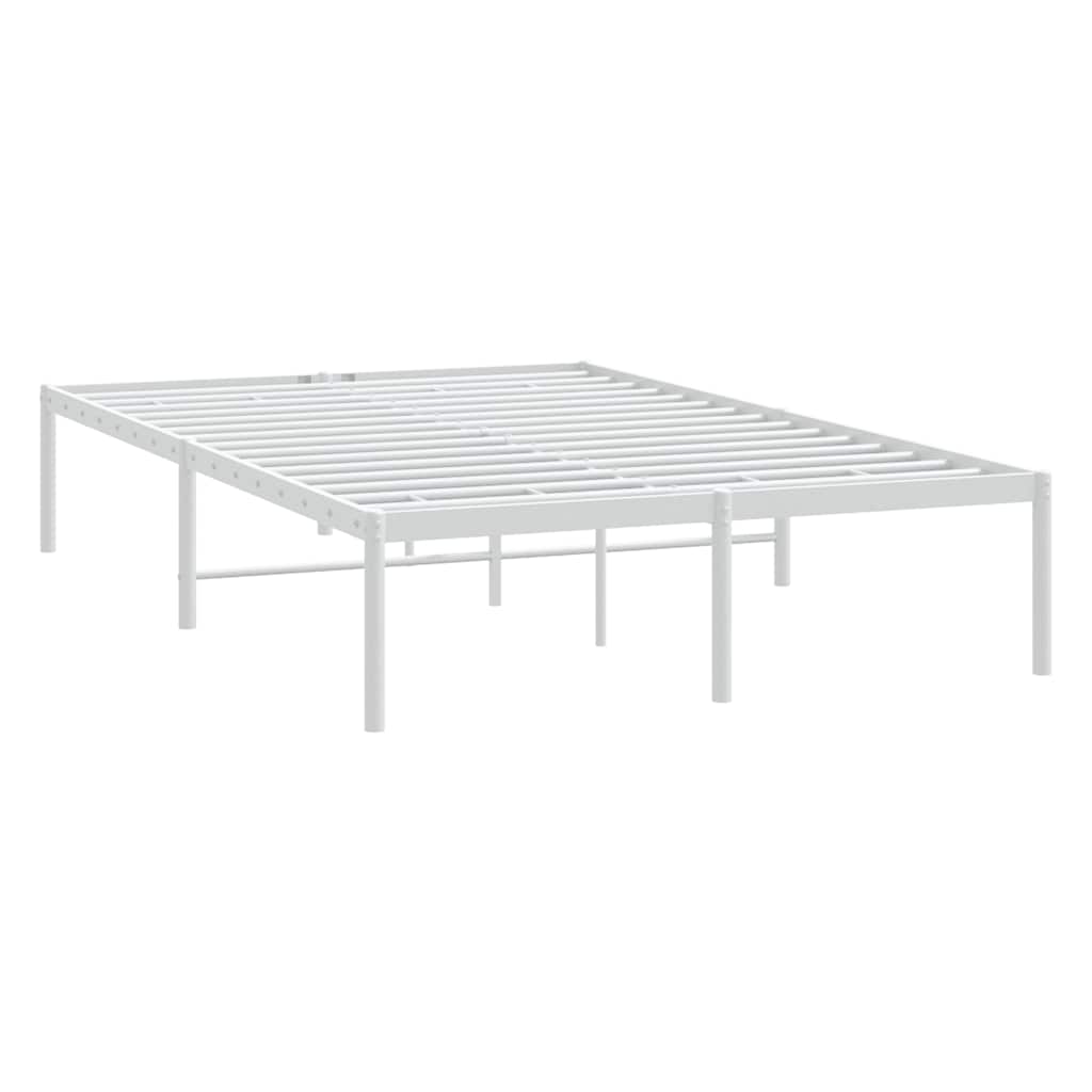 White Metal Bed Frame 135x190cm - Sturdy & Stylish Design
