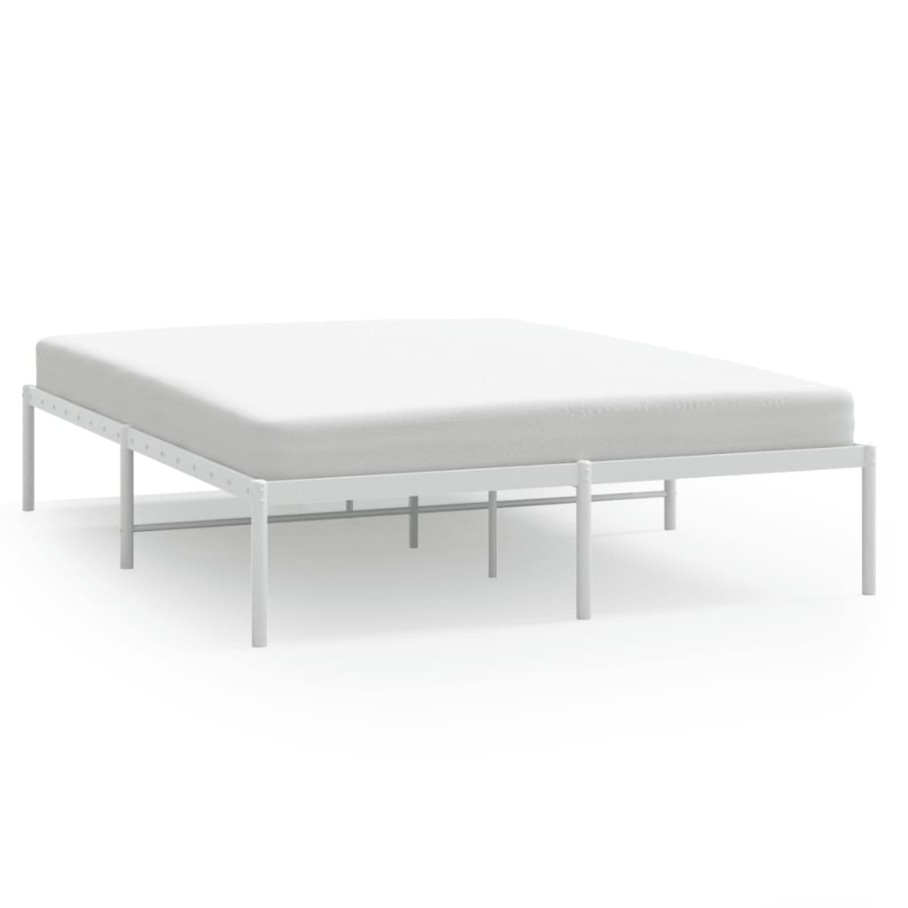 White Metal Bed Frame 140x190cm - Elegant & Sturdy Design
