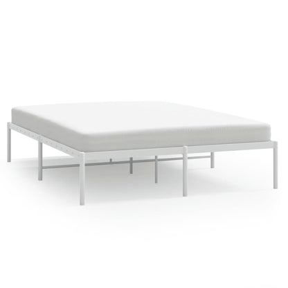 White Metal Bed Frame 140x190cm - Elegant & Sturdy Design