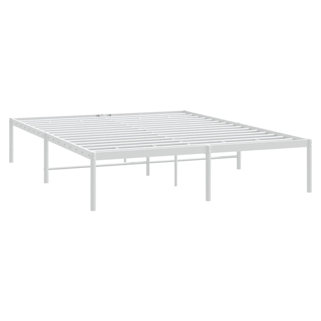 White Metal Bed Frame 140x190cm - Elegant & Sturdy Design