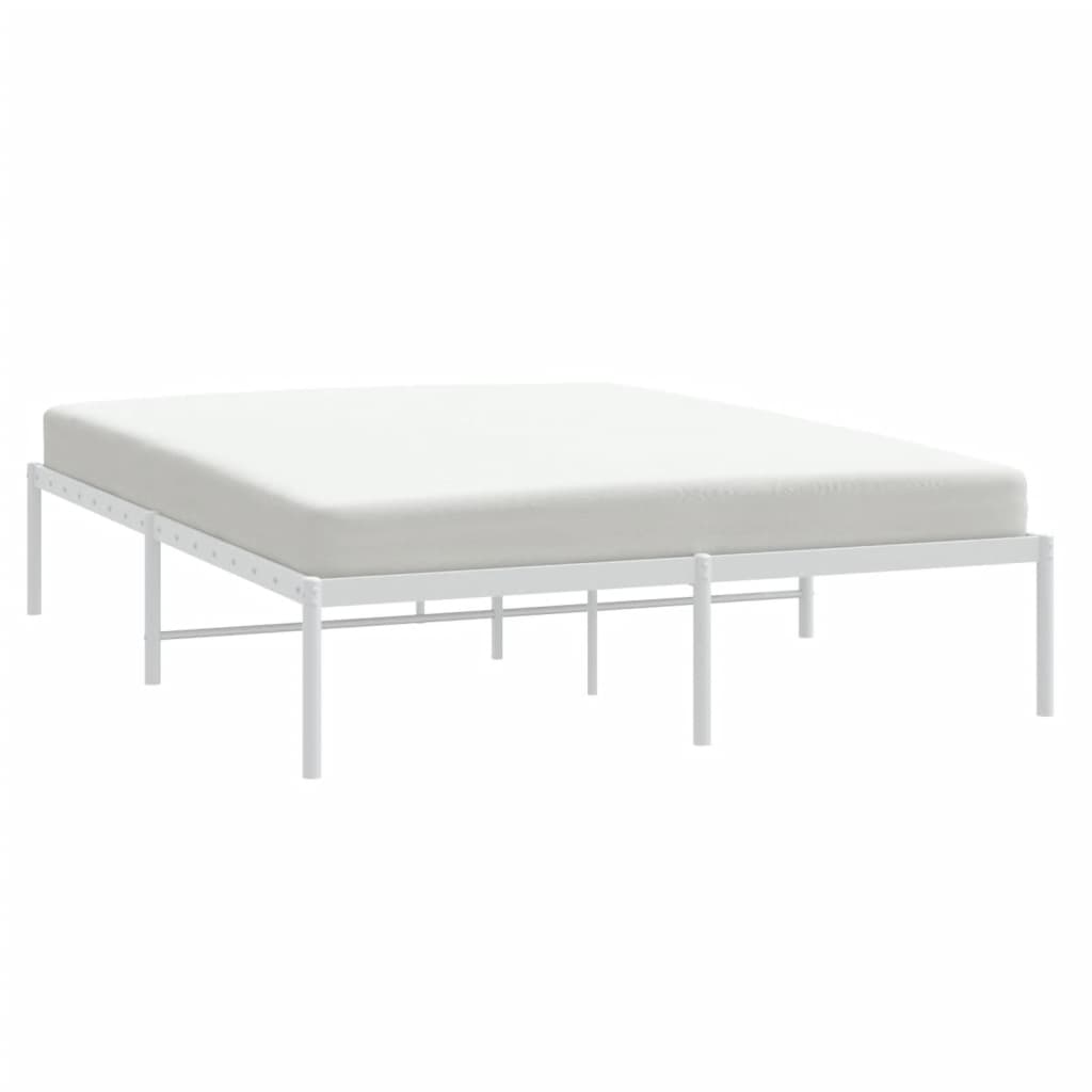 White Metal Bed Frame 140x190cm - Elegant & Sturdy Design