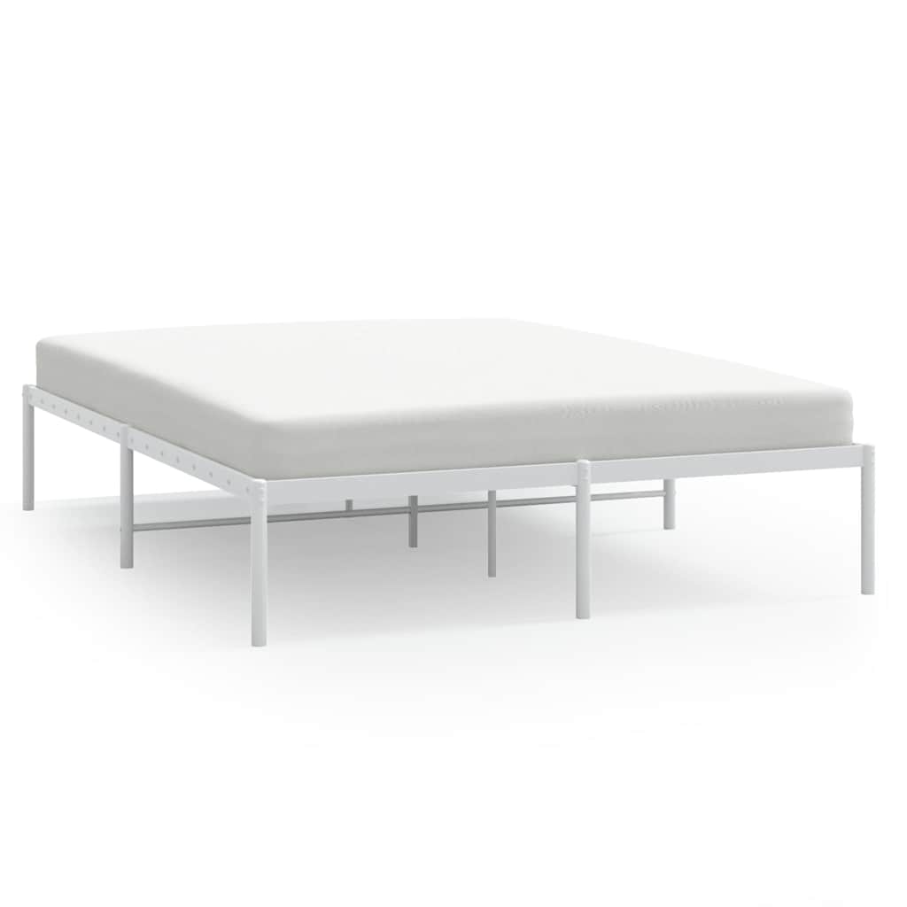 Stylish White Metal Bed Frame 150x200cm - Durable & Elegant Design