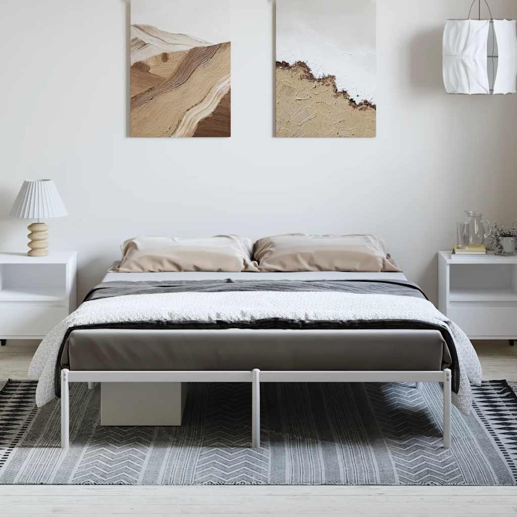 Stylish White Metal Bed Frame 150x200cm - Durable & Elegant Design