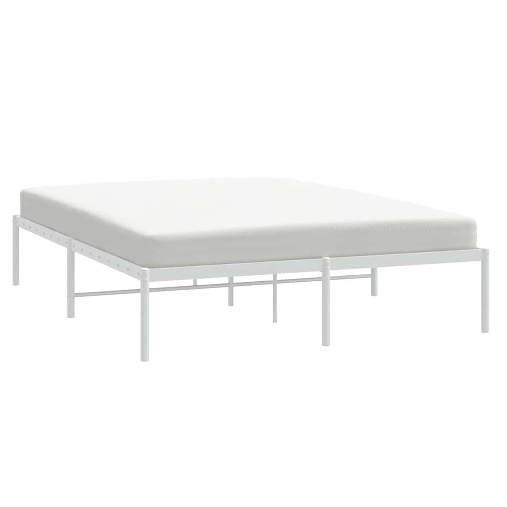 Stylish White Metal Bed Frame 150x200cm - Durable & Elegant Design