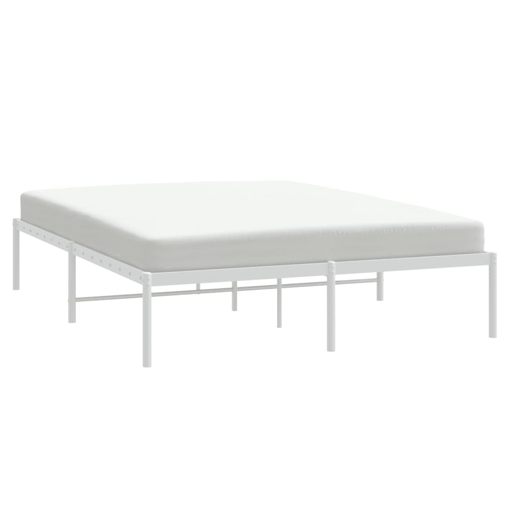 White Metal Bed Frame 160x200cm - Stylish & Sturdy Design