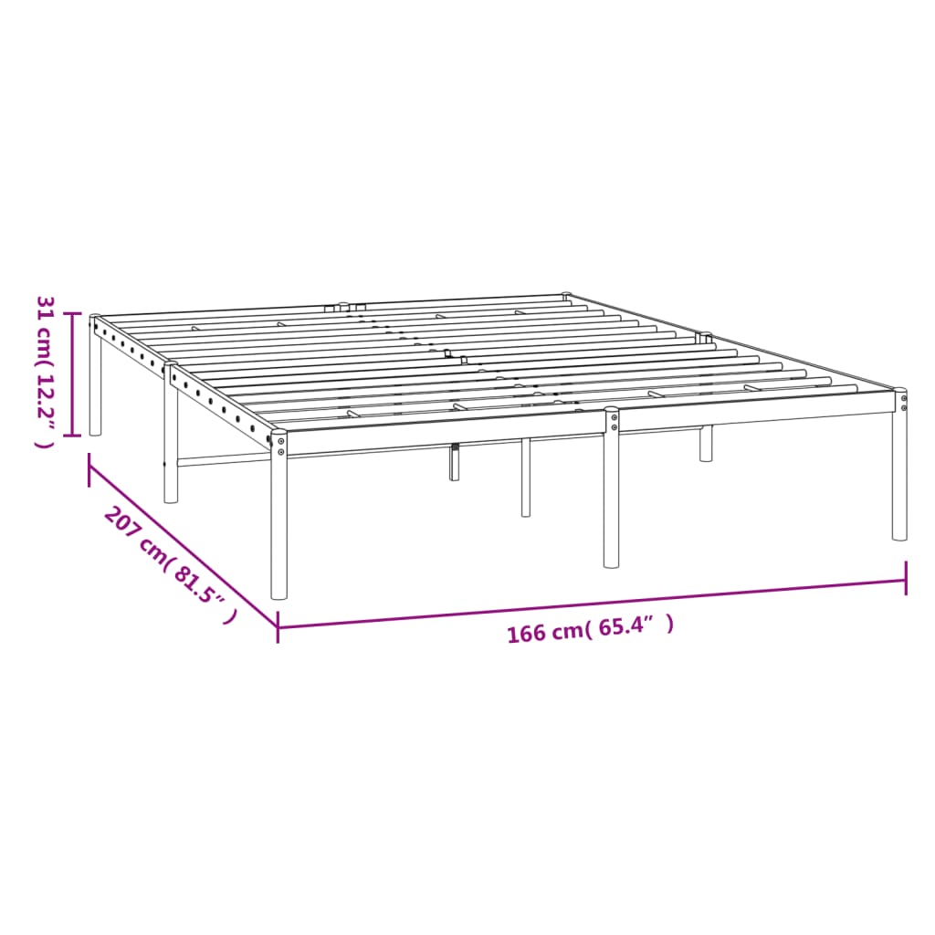 White Metal Bed Frame 160x200cm - Stylish & Sturdy Design