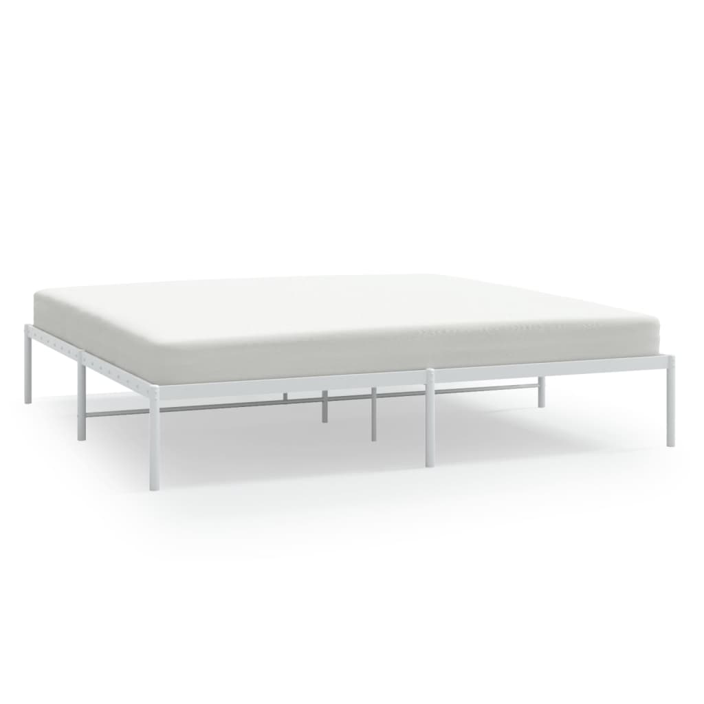 Elegant White Metal Bed Frame 180x200cm - Sturdy & Stylish Design