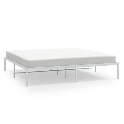 Elegant White Metal Bed Frame 180x200cm - Sturdy & Stylish Design