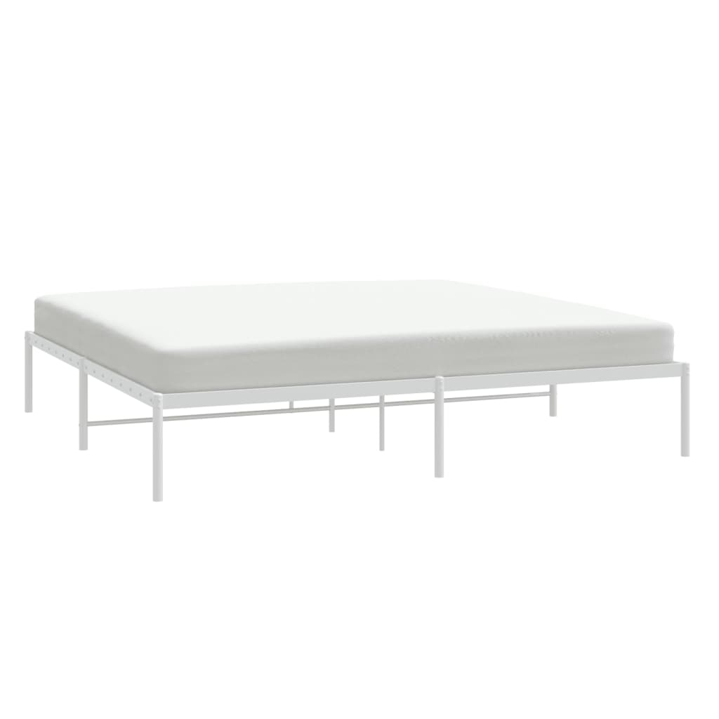 Elegant White Metal Bed Frame 180x200cm - Sturdy & Stylish Design